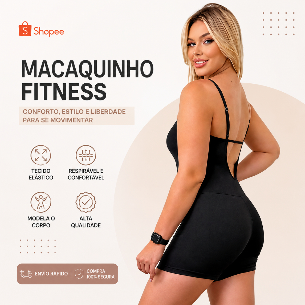 Macaquinho Fitness Feminino Suplex Não Transparente Modelador Academia Confortável envio imediato