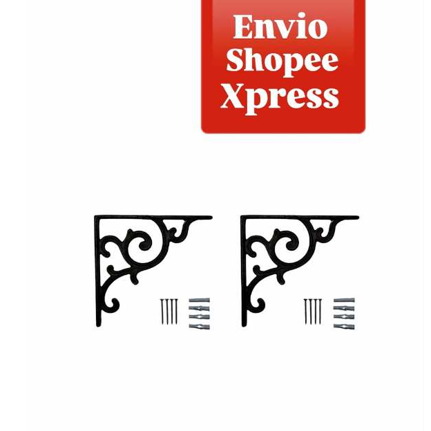 Suporte Mao Francesa Cantoneira 18x18 Aluminio Fundido Preto 2un + buchas e parafusos