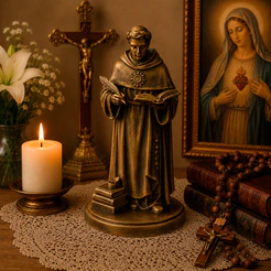 Imagem Estátua São Tomas de Aquino Estatueta Católica Santo Decoração Casa Altar Catolicismo