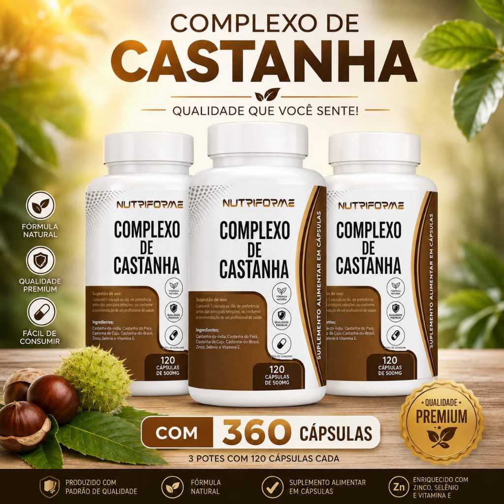 suplemento 120 cápsulas de complex castanha em pó natural