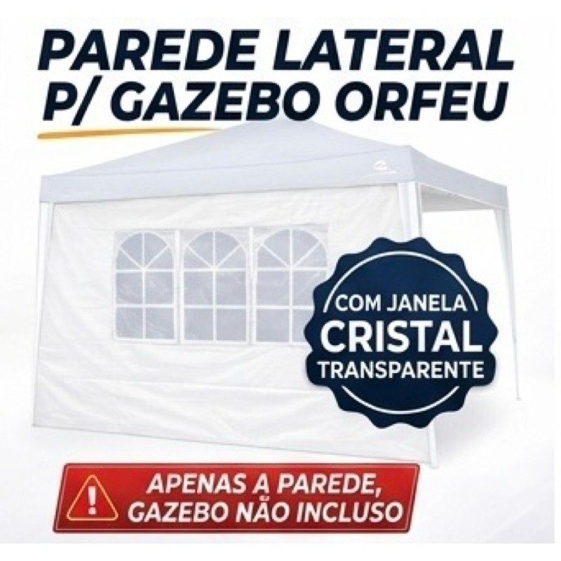 Fechamento Lateral Tenda Gazebo 3x3 Metros Parede Com Janela Cristal Plastificada Branca Eventos Camping Guepardo Orfeu