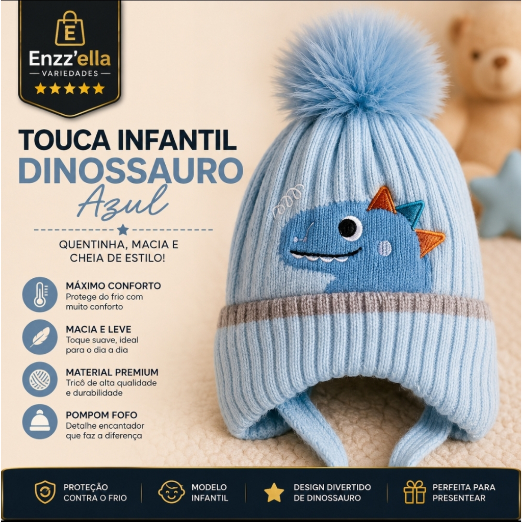 Touca Infantil Inverno Forrada Menino Gorro Térmico Com Pompom Diversos Modelos