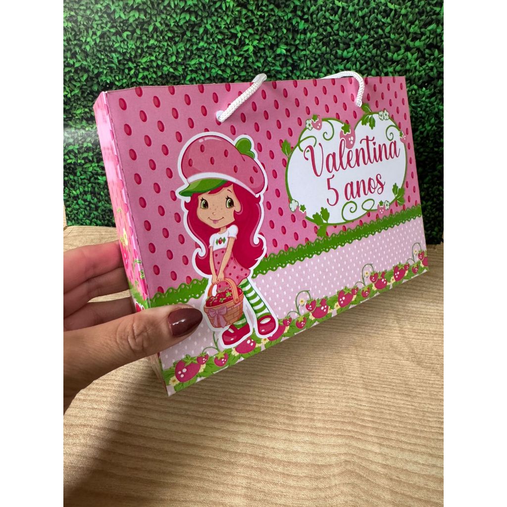 Sacolinha Surpresa G Moranguinho Personalizada com nome Festa Infantil Chá Aniversário Lembrancinhas