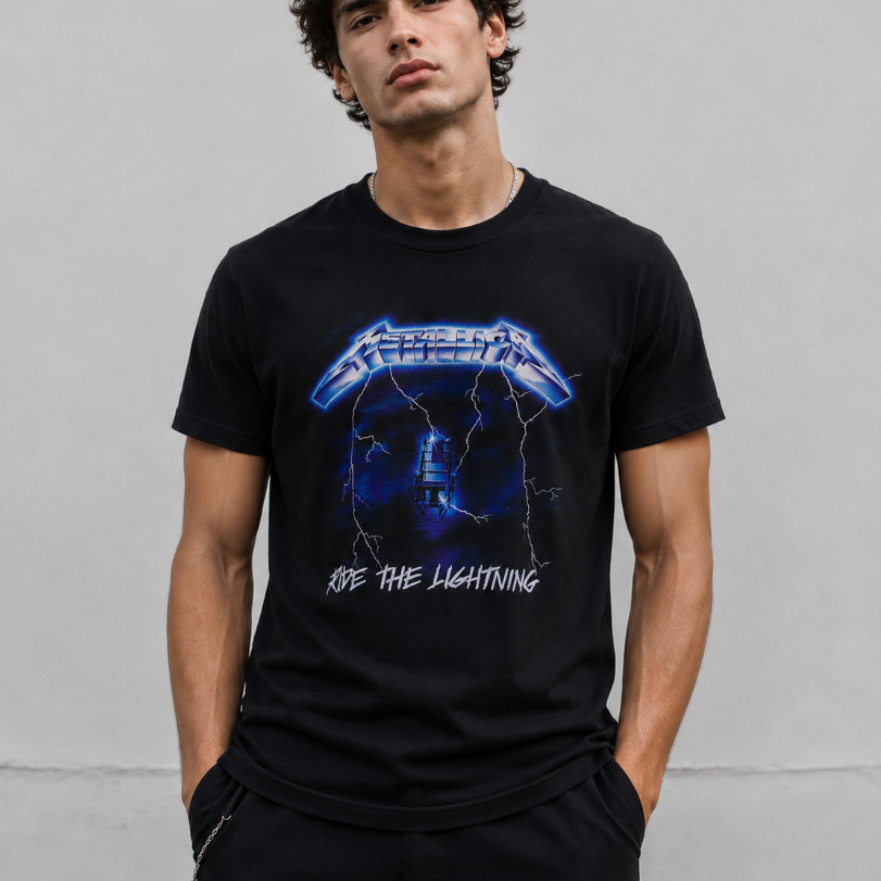 Camiseta Metallica Ride The Lightning Rock Banda Premium Estampada Unissex Streetwear