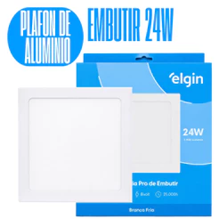 Luminária Painel Plafon Pro Slim ALUMINIO Embutir Quadrado Led 24w 29x29 6500k Bivolt - ELGIN