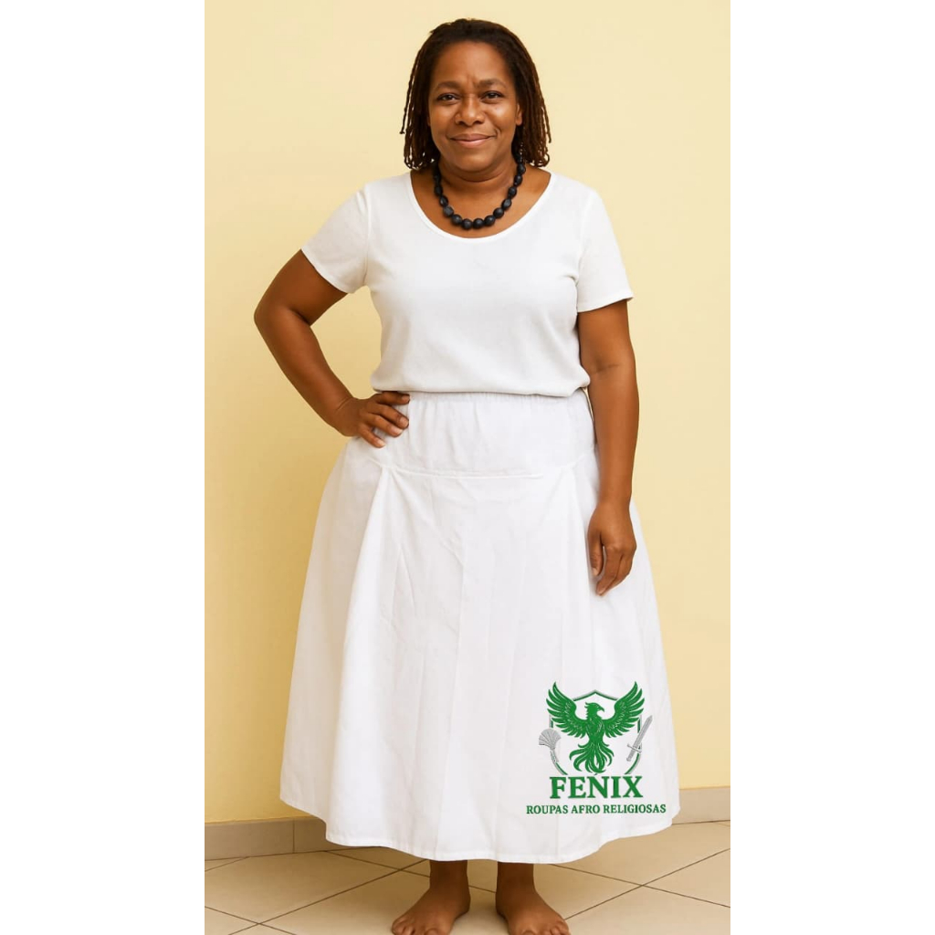 Roupa De Ração Feminina Oxford Umbanda Candomblé Yao 2 Peças