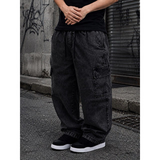 Calça Cargo Masculina/Feminina Streetwear Preta Mescla Cinza Grafite