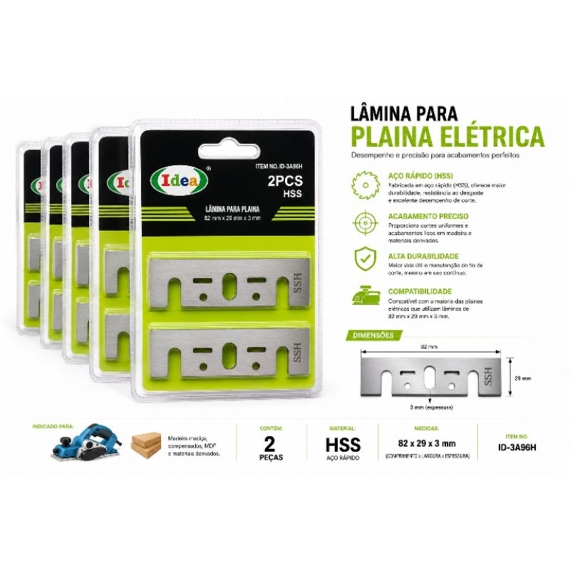 Kit Facas Laminas Para Plaina Elétrica Pb-82 Hss Para vários Modelos