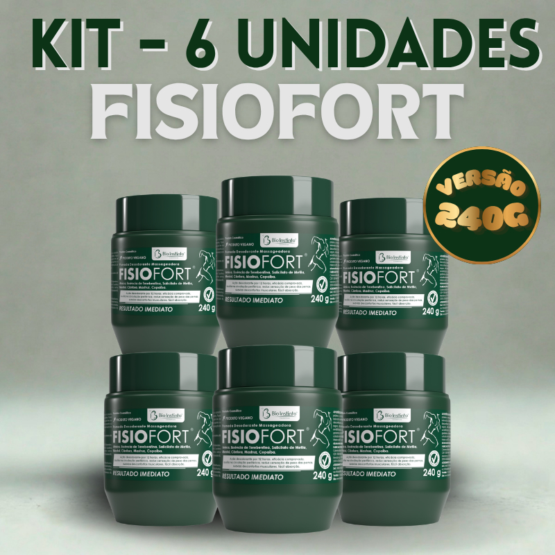 6 UND Fisiofort Verde Bio Instinto 240g - Alívio Dores Musculação, Pomada Massageadora