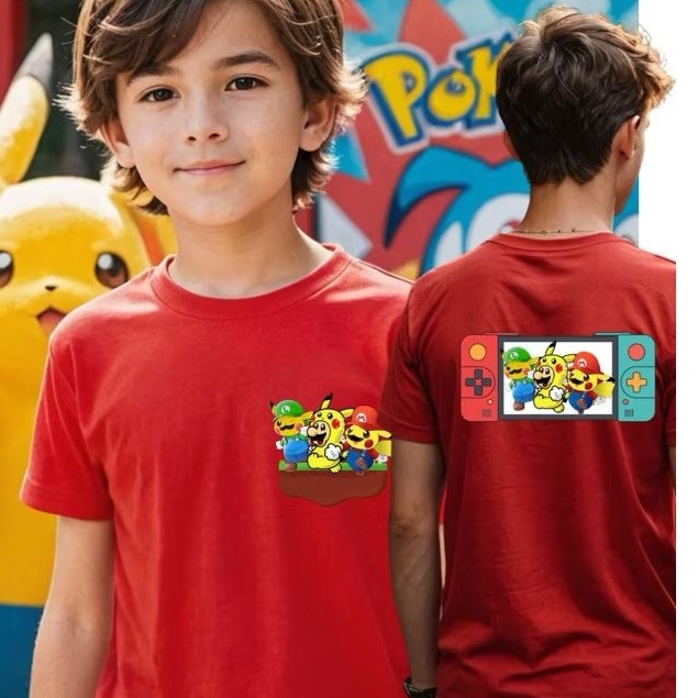 Camiseta Pikachu Mario Bros | VideoGame Nintendo Jogo Pokémon Super Mario Infanfil Adulto Plus Size
