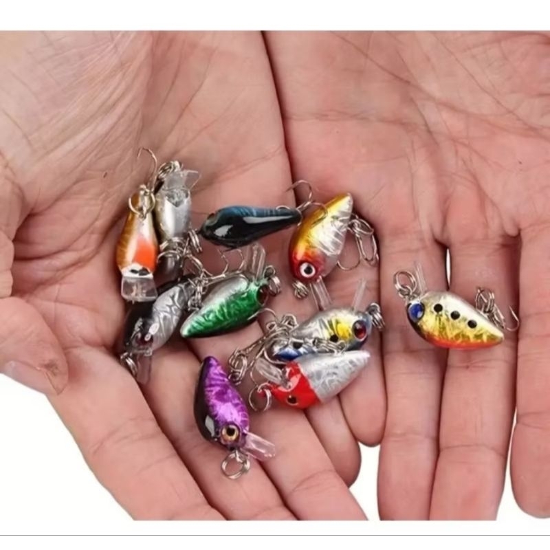 3 mini Iscas Artificiais de pesca com 1 anzol para Rios Lagos Tilápia Tucunaré Carpa Piau Lambari Crank Rock