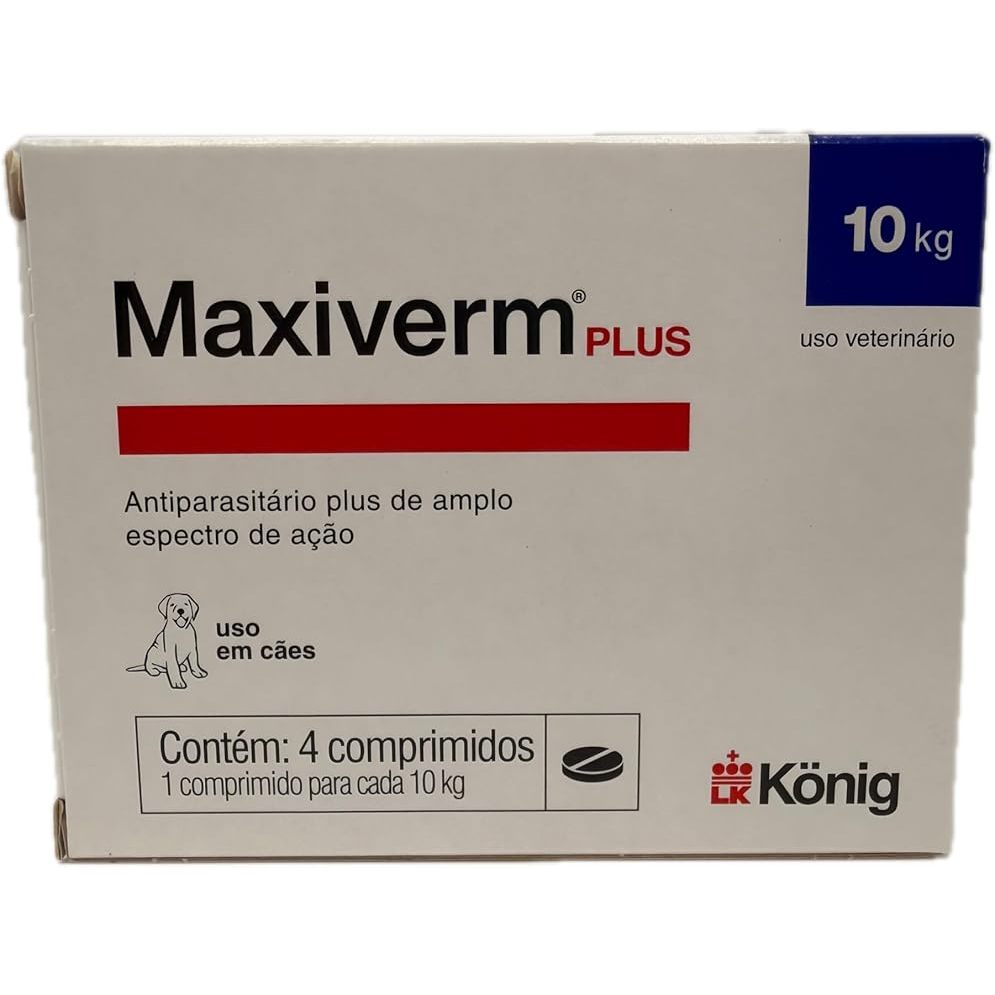 Vermifugo Maxi Verm Plus Para cães C/4 comprimidos Konig