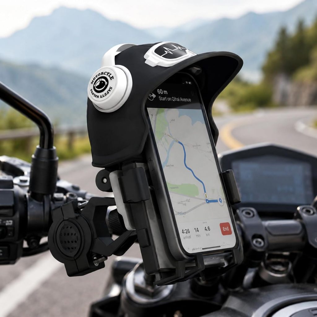 Suporte de Celular Para Moto Motoboy Com Mini Capacete Protetor Solar E Chuva Anti Reflexo Reforçado