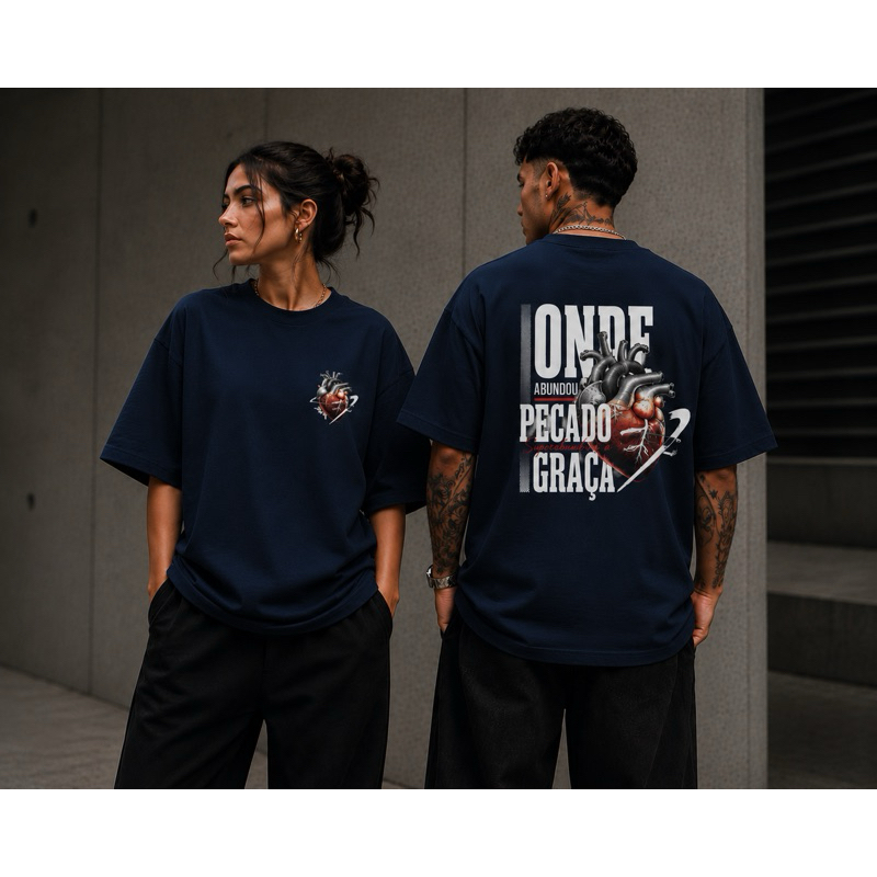 Camiseta Oversized Moda Gospel Streetwear Estampa Religiosa Grande 100% Algodão Caimento Ideal Estilosa