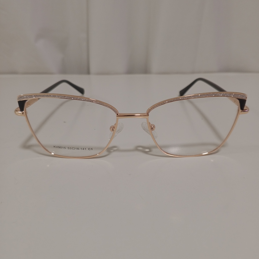 Armação Feminina Gatinho Dourada Luxo Óculos Elegante Fashion KV9015