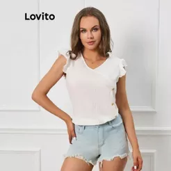 Lovito Blusa Casual com Botões Feminin BLB9BR254