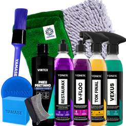 Kit Lavagem Automotiva Vonixx: V-Floc + Vexus + Restaurax + Tok Final + Acessórios