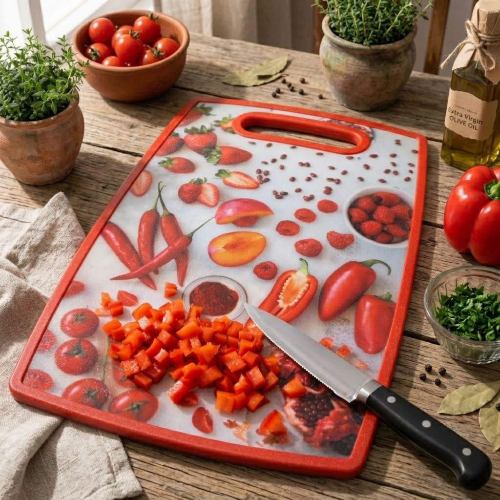 Tabua de Plástico Com Alça Varição de Tamanho - Para Corte de Carne, Legumes, Frutas e Queijo