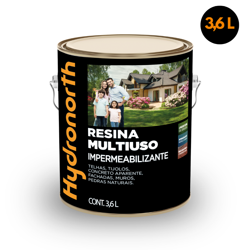 Resina Acrilica Multiuso Incolor Brilhante 3,6L Solvente Hydronorth Alta Proteção E Durabilidade