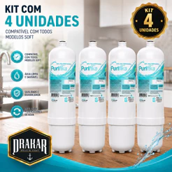 Kit 4 Refil Filtro Vela Policarbon Purifika Compatível Bebedouro Agua Soft Everest Baby Slim Plus