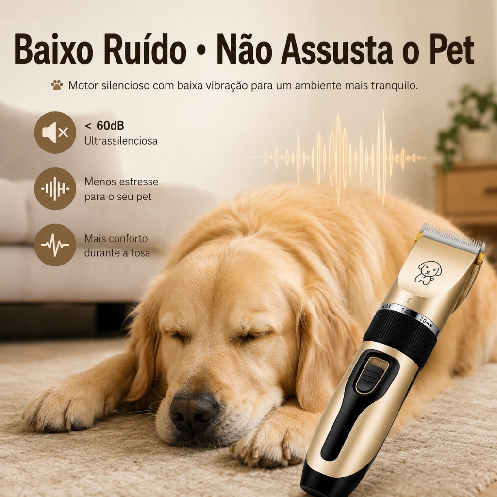 Máquina de Tosa para Pets Sem Fio Kit 11 Completo Aparador de Pelos Cães e Gatos Recarregável USB Silenciosa — imagem 2 de 2