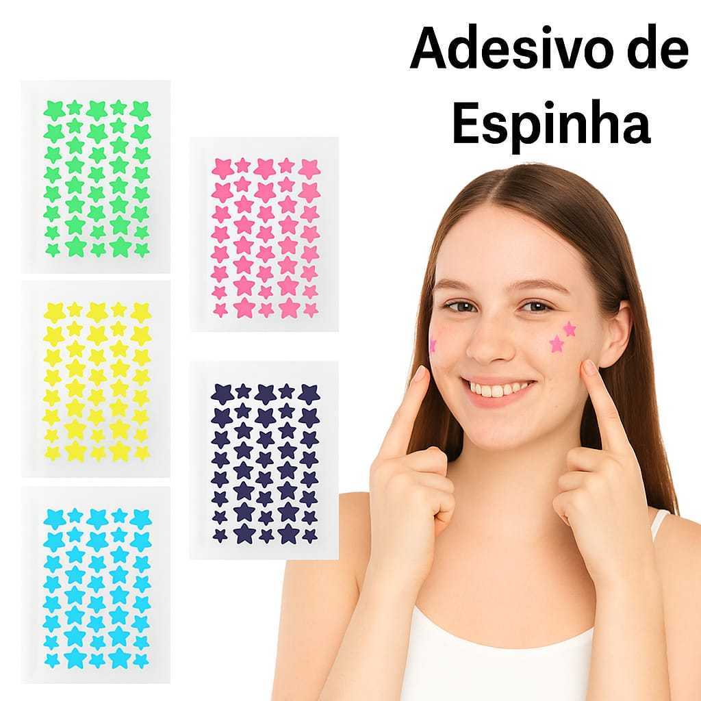 Adesivo para Espinha Formato Estrela - Hidrocoloide - 8 Cores - 40/80/120 Unid