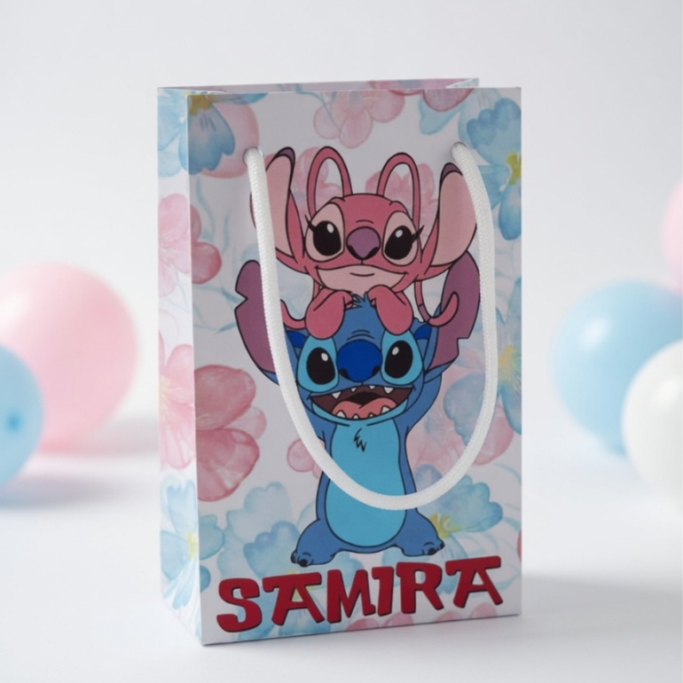 Sacolinha Stitch e Angel / Sacola Personalizada /Lembrancinha personalizada/ Aniversário
