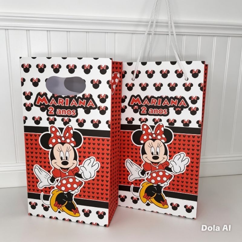 SACOLINHA PEGUE E MONTE PERSONALIZADA MINNIE VERMELHA, MIMO PARA FESTA, LEMBRANCINHA DE ANIVERSÁRIO, PERSONALIZADO