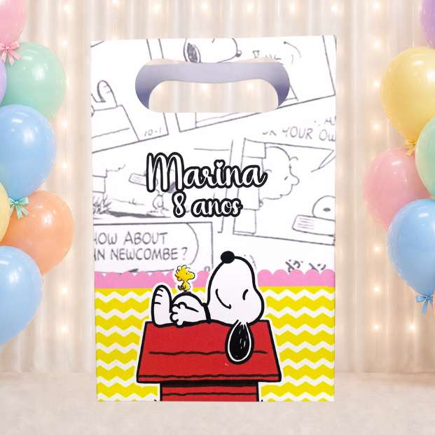 SACOLINHA PERSONALIZADA PARA LEMBRANCINHAS CHARLIE SNOOPY MENINA SNOOPY MENINO | SACOLA PERSONALIZADA | SACOLA SURPRESA