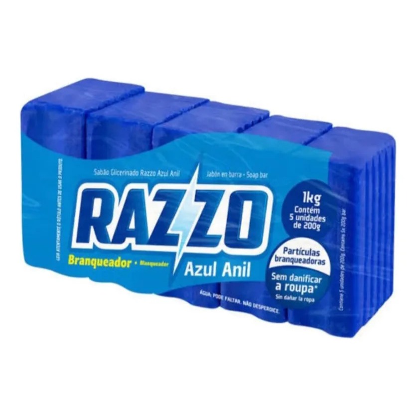 05 Und Sabão Em Barra Razzo Azul Anil 150g/und