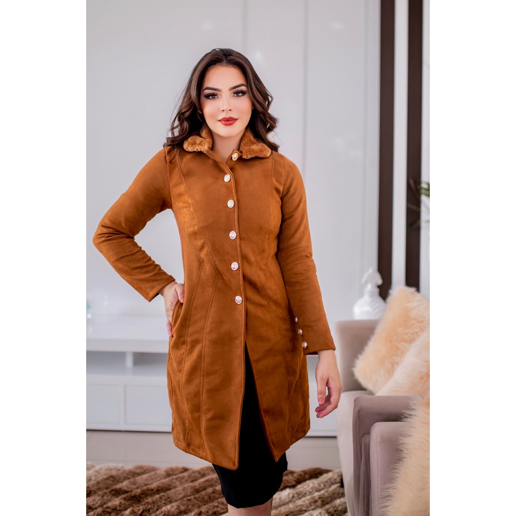 Sobretudo Suede Elegante e Confortável