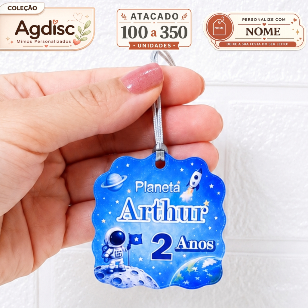 Tag Astronauta Lembrancinha Aniversário Infantil Personalizada 100/350 un