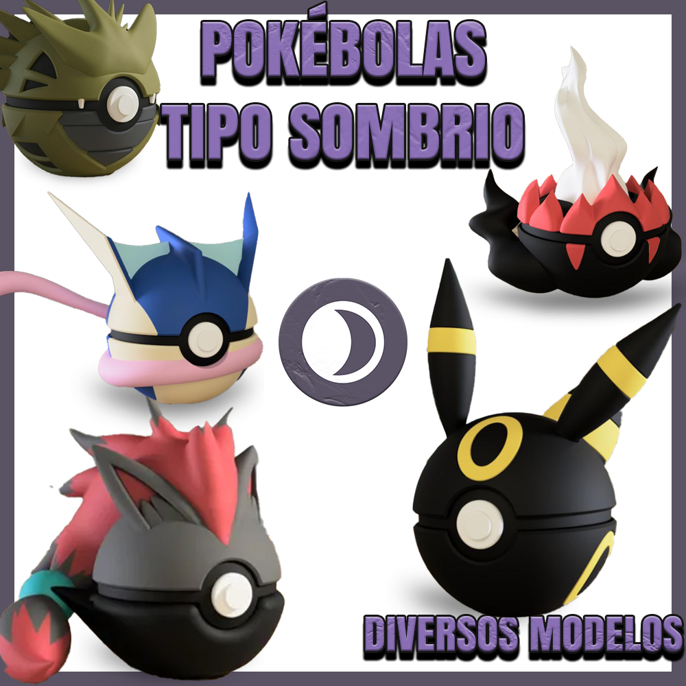 Pokébolas Personalizadas Tipo Sombrio 😈 | Umbreon, Absol, Zoroark e mais | Coleção Pokémon 3D