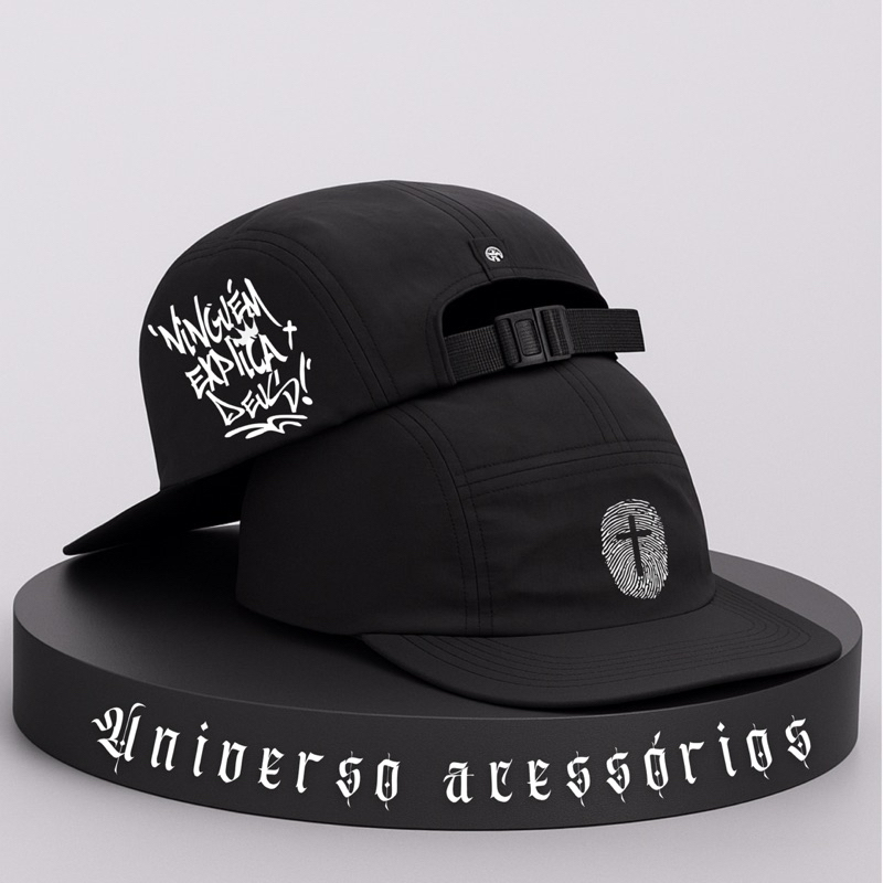 Boné 5 panel five panel Cristão - Regulagem strapback/fitão