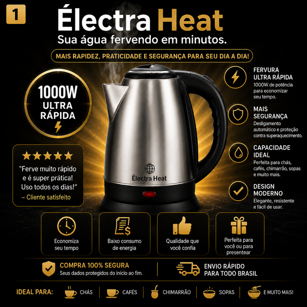 Chaleira Eletrica Alta Potencia 1000W Inox Capacidade 18 Litros Aquecimento Rapido 127V