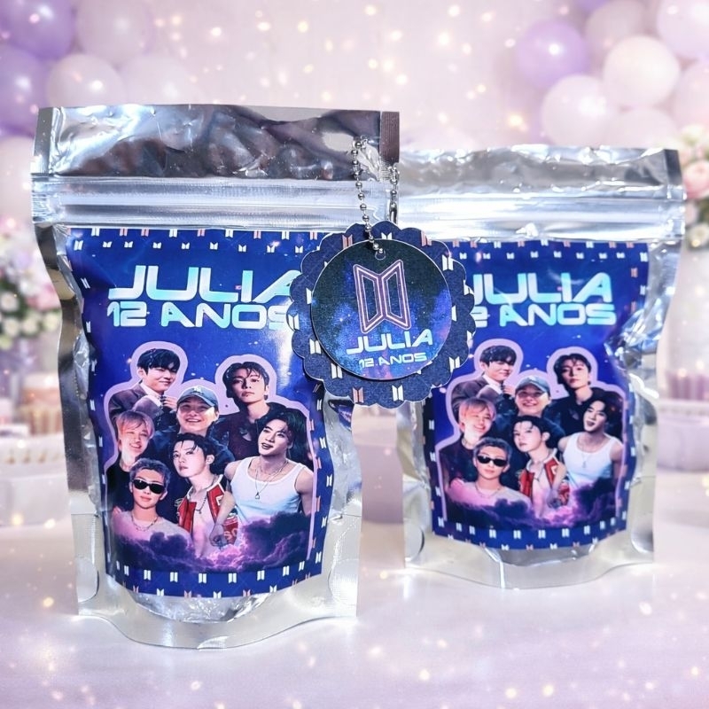 Saquinho Metalizado Personalizado BTS - Lembrancinha/ Decoração/ Festa Kpop/BTS