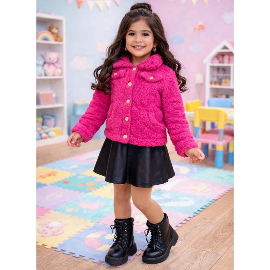 Casaco Teddy Blusa De Frio Peluciada Infantil Menina Inverno Frio Quentinho