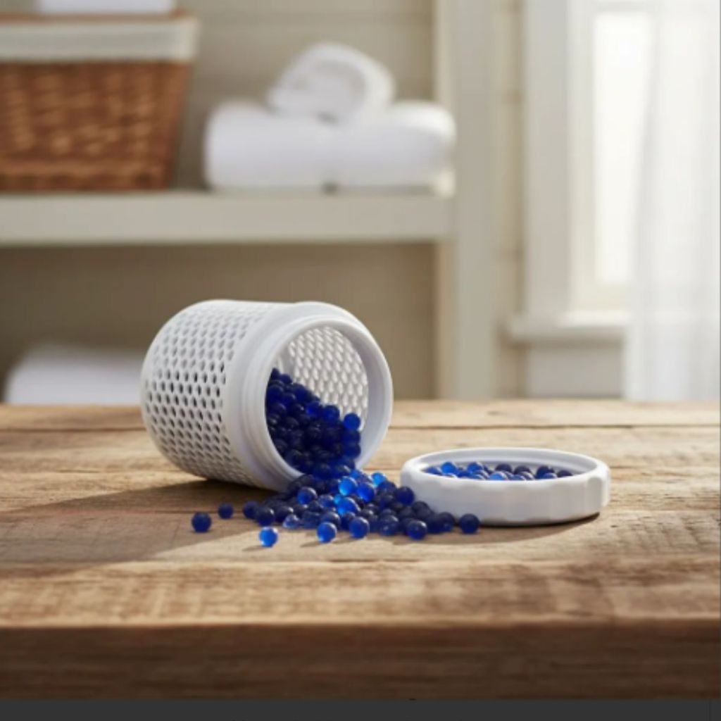 Kit 5 Potes Silica Gel Azul Reutilizável Antimofo Desumidificador Guarda Roupa Gaveta E Armário