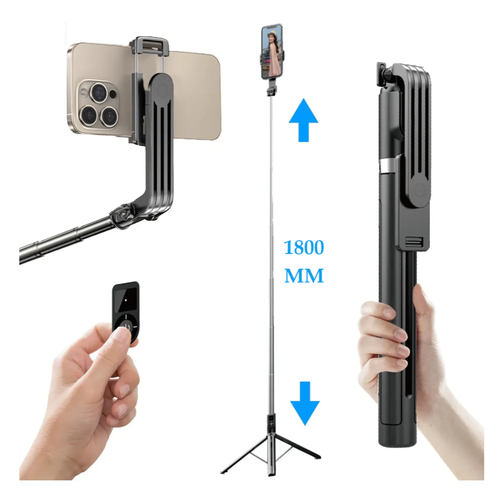 H'maston ZP36 Bastão De Selfie Tripé 360° Bluetooth Remote Pau 180CM De Selfie Retrátil Celular