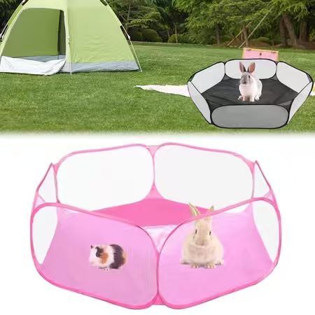 Cercado Dobrável Portátil para Animais com Forro Impermeável - Casinha para Cães, Gatos e Roedores 96cm x 96cmx 38cm