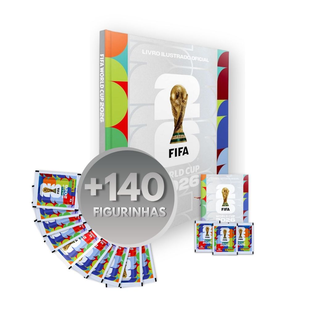 Album de Figurinhas Capa Dura: Prata + 20 Pacotes de Figurinhas da Copa do Mundo - 140 Figurinhas