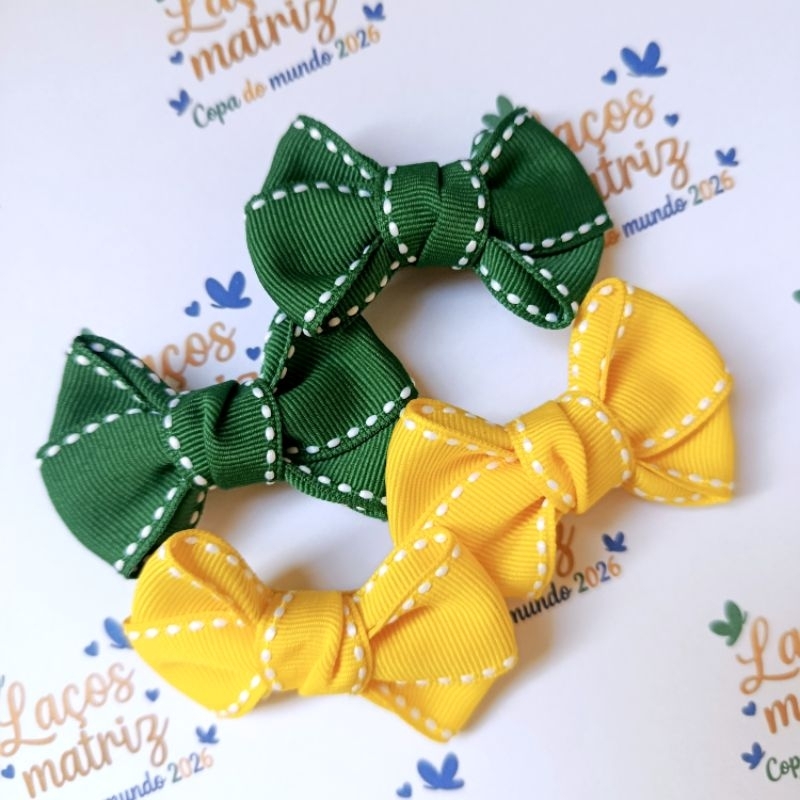 Parzinhos de Laços Infantil Bebê Verde e Amarelo Copa do Mundo Brasil Envio Rápido