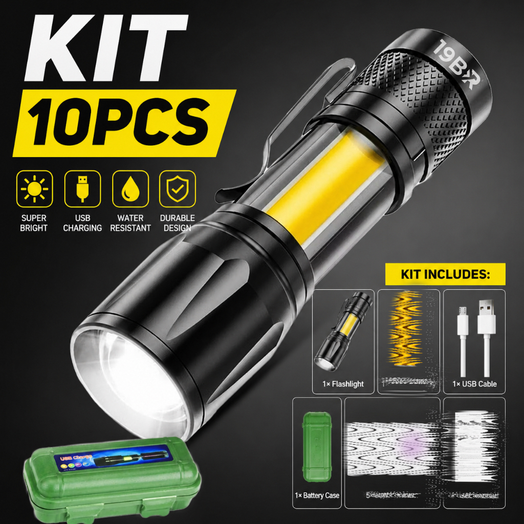 Kit 10 De Mini Lanterna Tatica Com Led E Zoom Recarregável Usb Envio Rápido