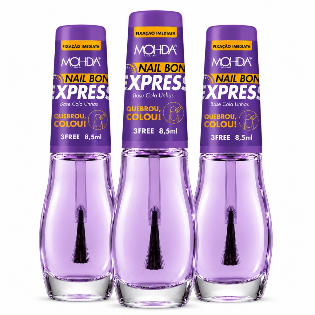 Base Cola Unhas Nail Bond Express Fixação Imediata Quebrou Colou 8,5ml Mohda