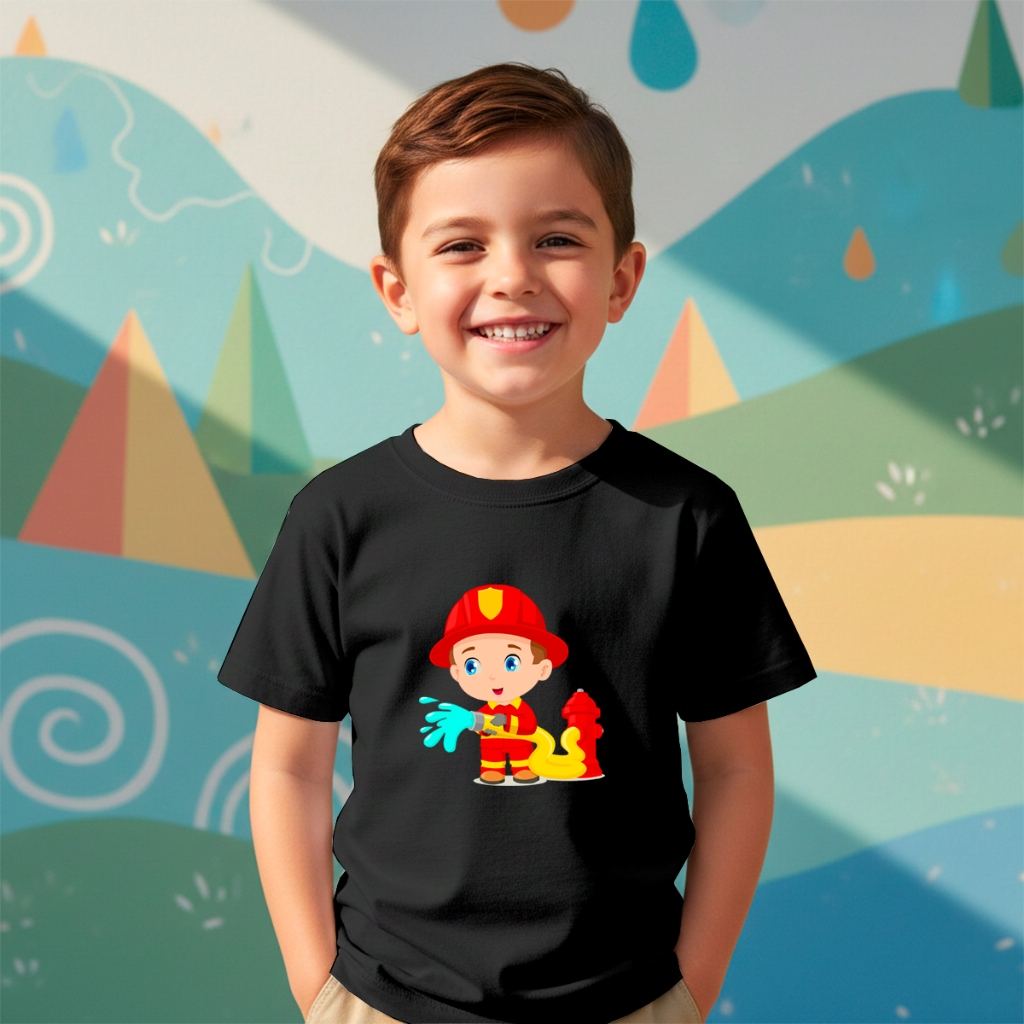Camisa Camiseta Infantil e Juvenil Bombeiro 080 Slim Confortável Casual  100% Algodão Premium