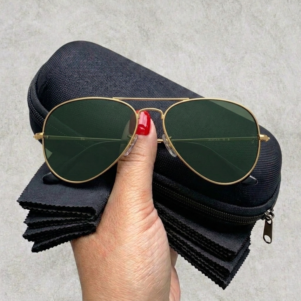 Óculos de Sol Aviador Clássico Premium + Case Rígido - Unissex Proteção UV Armação em Metal Leve