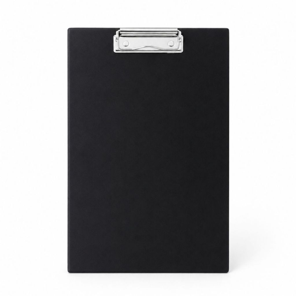 Prancheta Portátil A4 MDF Preta 34x23cm com Presilha Metálica Reforçada Ideal para Escritório, Estudos e Desenho