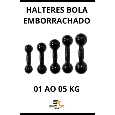 Par Halteres Bola 01 ao 05 KG Emborrachados Fisio Academia Fitness Casa GYM
