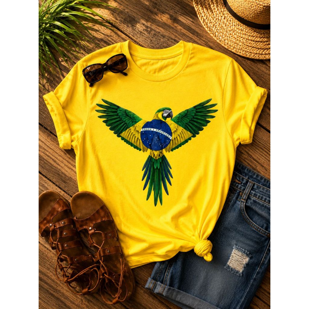 Camiseta Feminina Brasil Águia Blusinha feminina soltinha 100% algodão Blusa copa do mundo