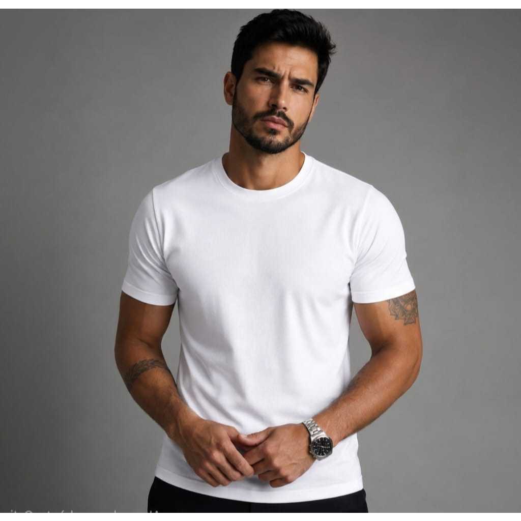 Camiseta Básica Masculina Branca 100% Algodão Lisa